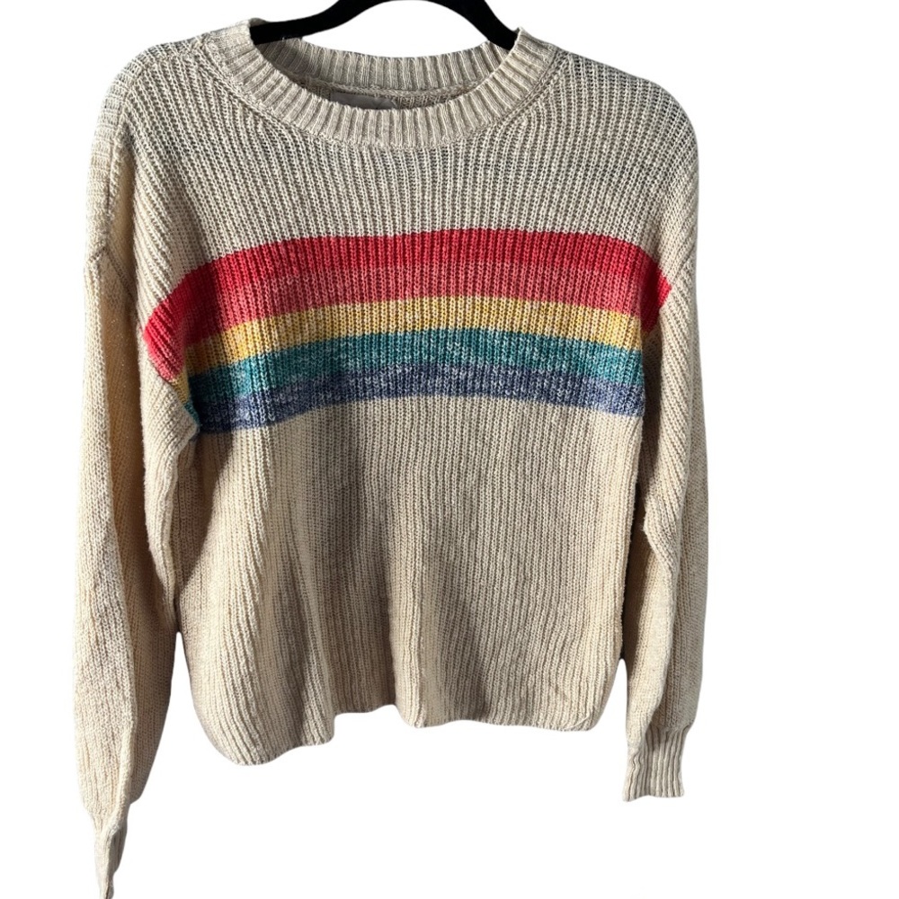 Becaal rainbow crewneck pullover knit sweater size small